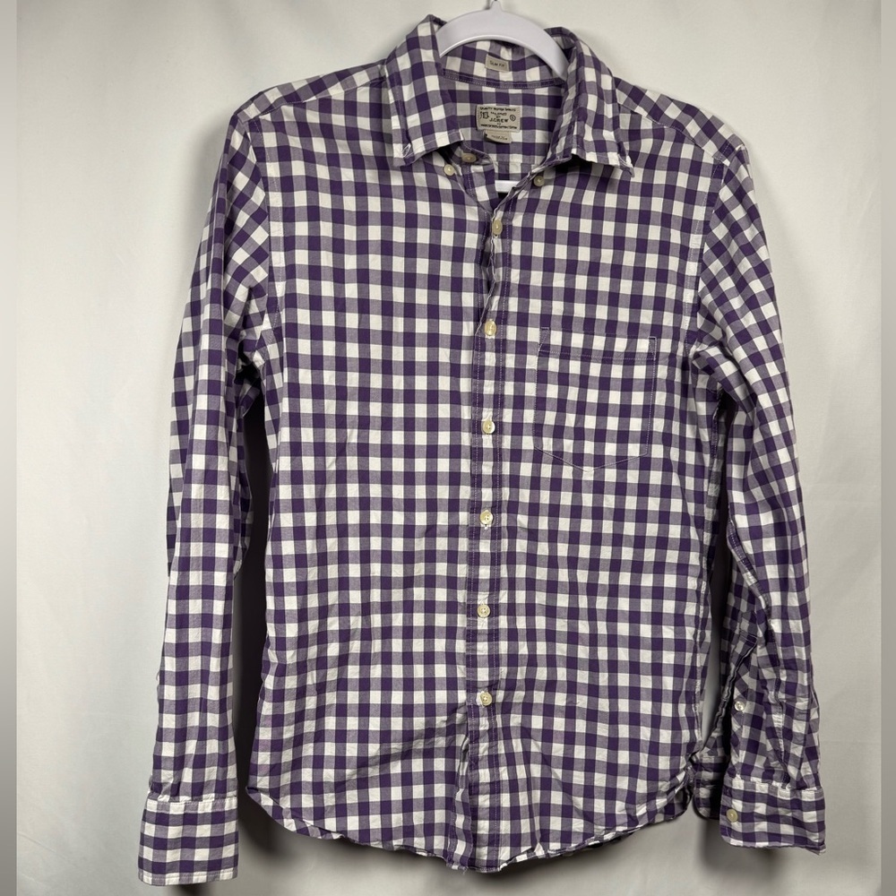 J.Crew Slim Fit Purple & White Checkered Long Sleeve Button Up Shirt S